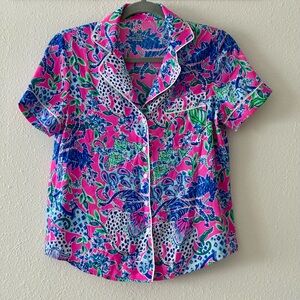 Lilly Pulitzer Colorful Dress Button-Up PJ top